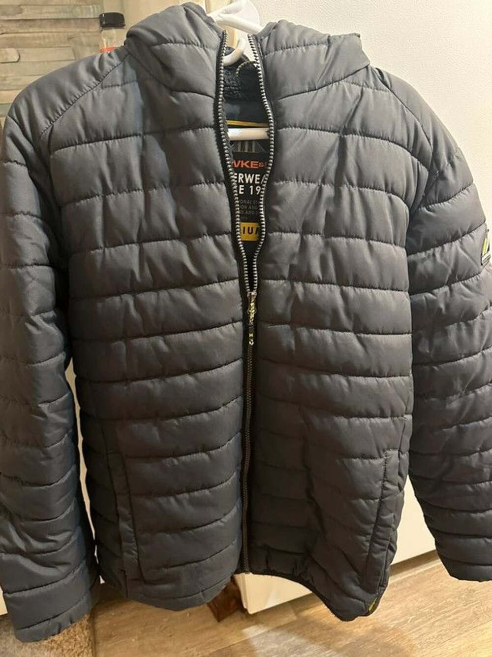 Hawke & Co Men’s Medium Hooded Puffer Jacket Fleece Lined Black